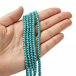 Круглые бусины из экологически чистого окрашенного стекла с жемчугом&nbsp;LS-HY-A002-4mm-RB073