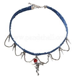Colliers ras du cou en tissu denim avec pendentif en alliage pour femmes&nbsp;WGC1028-03