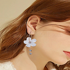 1 пара акриловых сережек-колец с цветком&nbsp;EJEW-LP0013-10B