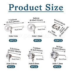 40 Stück 5 Stil ABS-Kunststoff Imitationsperle & klare Zirkonia Ohrstecker Zubehörse&nbsp;EJEW-TA0001-08