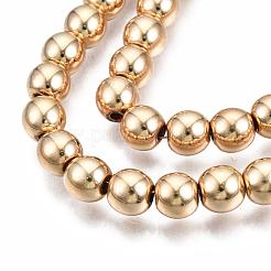 Гальванизировать немагнитных синтетический гематит нитей бисера&nbsp;G-Q466-6mm-04