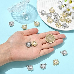 20 Stück 2 Farben Blumenlegierung Strass Anhänger&nbsp;FIND-YW0011-39