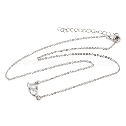 Collane con catena a maglie e ciondolo rettangolare e a cuore in ottone con pavé di zirconi cubici&nbsp;KK-CBAB173-04P-04