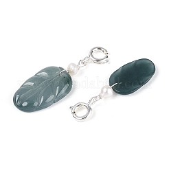 Подвески из натурального бирманского нефрита и натурального жемчуга.&nbsp;G-T143-45A