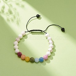Bracciale da donna con perline intrecciate rotonde in magnesite e pietre miste&nbsp;BJEW-JB08384-01
