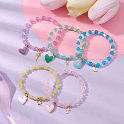 Vetro rotondo in rilievo bracciali tratto&nbsp;BJEW-JB09909