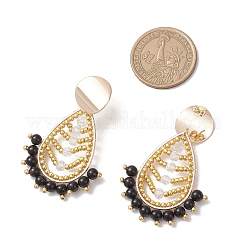 Orecchini pendenti a goccia in onice nero naturale&nbsp;EJEW-MZ00526-03
