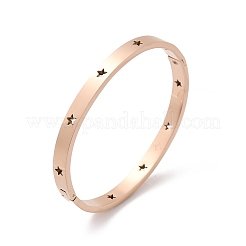 Armreifen mit Scharnier aus Edelstahl 304 mit Hohlstern&nbsp;BJEW-L610-20RG