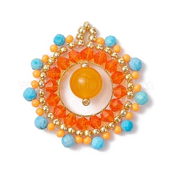 Подвески из натурального лазурита/розового кварца/магнезита/красной яшмы/черного оникса/машанского нефрита/сердолика и стеклянных бусин&nbsp;PALLOY-MZ00366