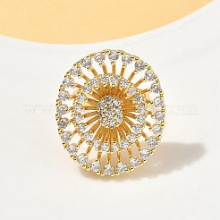 Латунные микропаве кубические цирконии регулируемые открытые манжеты кольца&nbsp;RJEW-V009-03G