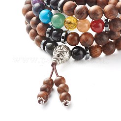 Bracelets enroulés de perles de bois naturel&nbsp;BJEW-JB07022-03