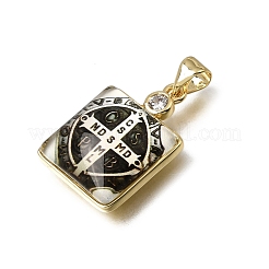 Colgantes religiosos de latón con micropavé de circonitas cúbicas transparentes&nbsp;KK-C262-01G-01
