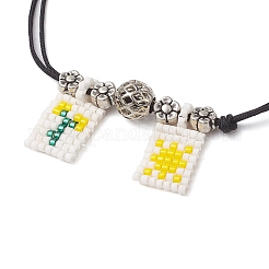 Braccialetti intrecciati con perline in lega e ottone&nbsp;BJEW-MZ00075-02