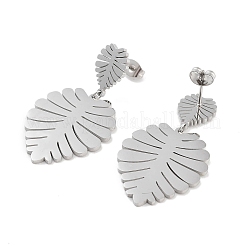 Не тускнеющие серьги-подвески из нержавеющей стали 304 в форме листа&nbsp;EJEW-L283-103P