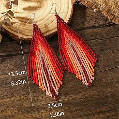 Серьги-подвески из стеклянных бусин ручной работы в стиле бохо&nbsp;CE1150