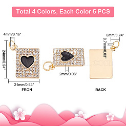 Lega 20 pz 4 colori con pendenti in strass&nbsp;PALLOY-AB00097