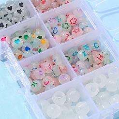 6 стиль светящихся акриловых и прозрачных пластиковых бусин&nbsp;MACR-FS0001-24