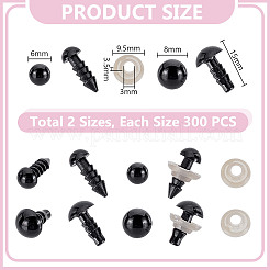 600 Stück 2 Stile Kunststoff-Puppenaugen&nbsp;DIY-GA0002-88