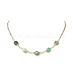 Colliers à perles rondes en jaspe vert naturel fait main&nbsp;NJEW-JN06199