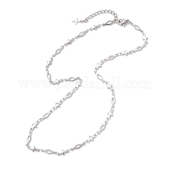 Ожерелья из цепочек с крестообразными ромбами из нержавеющей стали 304&nbsp;NJEW-JN05651