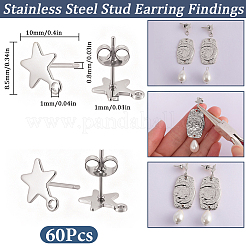 60 Stück Ohrstecker-BeZubehör aus 304 Edelstahl&nbsp;STAS-SC0021-31P