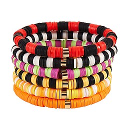 Handgemachte Heishi-Perlen-Stretch-Armbänder aus Fimo&nbsp;BJEW-JB05902-10