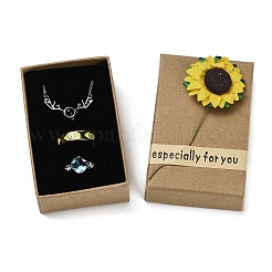 Geschenkboxen aus Kraftpapier mit künstlichen Sonnenblumen außen für Schmucksets&nbsp;CON-Z011-01A-02