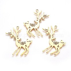 Alliage de style tibétain rennes de Noël / cerf grands pendentifs&nbsp;PALLOY-A13182-AG-RS