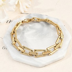 Bracelets à maillons trapézoïdaux en acier inoxydable 304 pour femmes et hommes&nbsp;BJEW-F488-40G