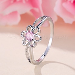 Blume Messing Micro Pave Perle rosa Zirkonia Fingerringe&nbsp;FS-WGCFB35-03