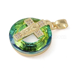 Micro pavè di zirconi in ottone con pendenti in vetro&nbsp;KK-Q815-01G-03