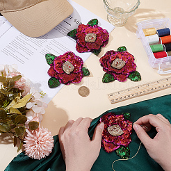 4 pz di applicazioni in tessuto di paillettes a forma di fiore da cucire&nbsp;PATC-MA0001-20B