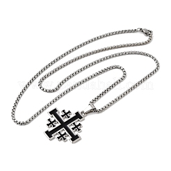 Подвеска с черным иерусалимским крестом из эмалевого сплава&nbsp;NJEW-Z109-01P