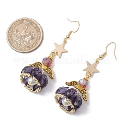 Ангел-звезда ручной работы из стеклянных бусин и стеклянных подвесных сережек для женщин&nbsp;EJEW-MZ00393-06