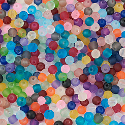 500 filo di perle di vetro smerigliato trasparente in 20 colori&nbsp;GLAA-CD0001-16