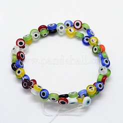 Handmade bösen Blick lampwork flache runde Perle Stränge&nbsp;X-LAMP-L058-6mm-M