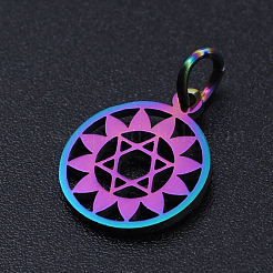 Dijes de acero inoxidable chapados en iones (IP) 201 con temática de chakras&nbsp;STAS-T054-JN403Q-4