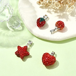 4шт 4 стиля подвески из полимерной глины со стразами&nbsp;FIND-YW0005-97