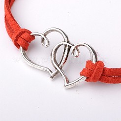 Браслеты из сплава с двойным сердечком на день святого валентина BJEW-JB01530-03