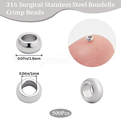 500 шт. 316 хирургическая нержавеющая сталь рондель обжимные бусины&nbsp;STAS-BBC0008-71