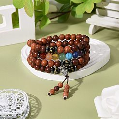 Bracelets enroulés de perles de bois naturel&nbsp;BJEW-JB07022-02
