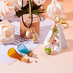 6 шт. 6-цветное стеклянное конусное украшение для бутылки желаний&nbsp;AJEW-TA0001-52B