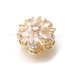 Micro en laiton de fleurs ouvrent perles de zircons clairs&nbsp;KK-Z156-14G-03