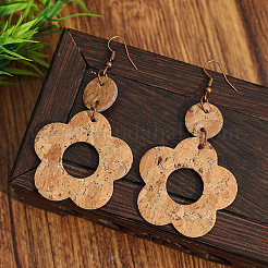 Boucles d'oreilles pendantes en bois et alliage de zinc&nbsp;WG01F54-01
