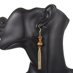 Серьги-подвески из бусин тигрового глаза&nbsp;EJEW-JE06894