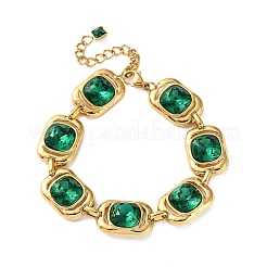 Pulseras de eslabones de acero inoxidable 304 y vidrio para mujer&nbsp;SA-CBA8C9C-07G