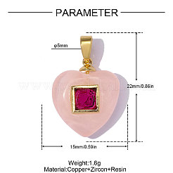 Ciondoli in ottone con pavé di zirconi cubici fucsia&nbsp;CU-OY002-08G
