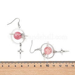 Boucles d'oreilles pendantes en jade vert naturel et alliage&nbsp;EJEW-TA00818-03