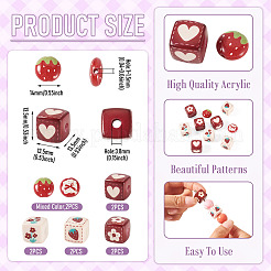 10 pièce de 5 styles de perles acryliques imprimées opaques&nbsp;MACR-TA0002-96