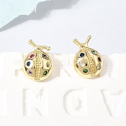 Latón micro pavimenta coloridos aretes de circonita cúbica&nbsp;EJEW-C186-19G-02